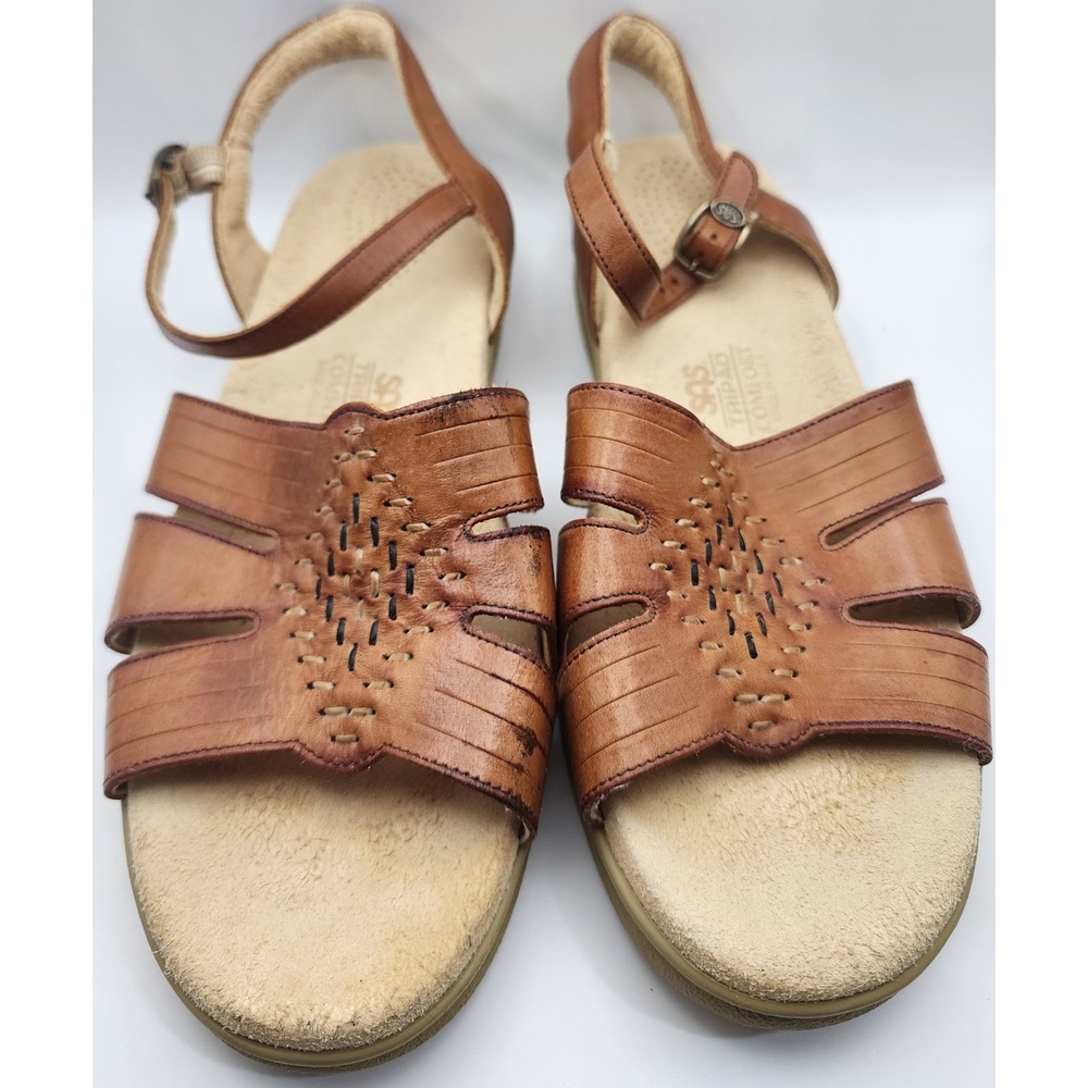 SAS Tripad Comfort Womens 11 M Brown Leather Strappy Buckle Sandals Made in USA